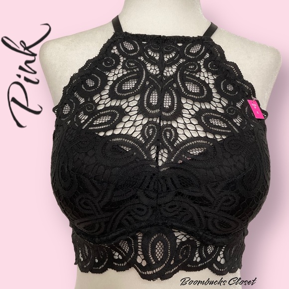 PInk Halter Lace Push up Bra Small - Picture 1 of 16